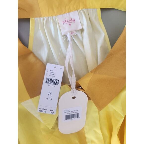 NWT Plenty by Tracy Reese Halter Button-down Shirt Dress Size 2X Yellow #ND411 - Picture 9 of 13